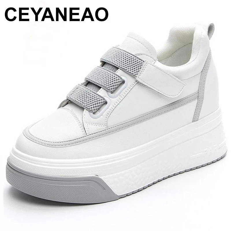 

7cm New Platform Wedge Genuine Leather Women Casual Increasing Height Fashion Sneakers Fashion Ladies Comfy Shoes Winter Women