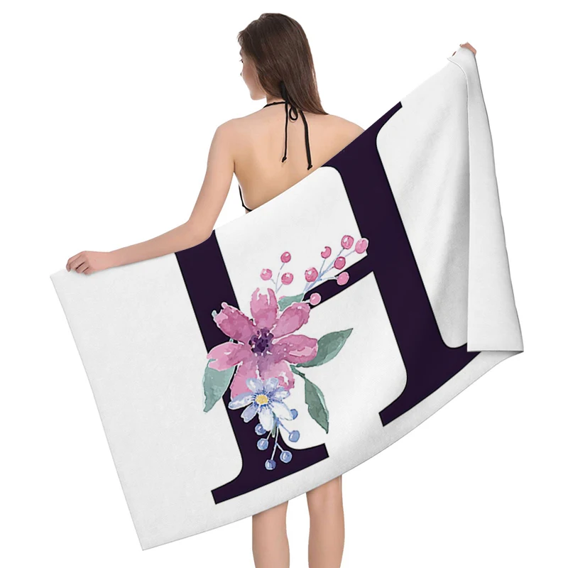Home bath towels for the body towels bathroom letters and flower quick drying microfiber beach towel man and women large sports 4