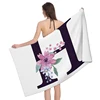 Home bath towels for the body towels bathroom letters and flower quick drying microfiber beach towel man and women large sports 4
