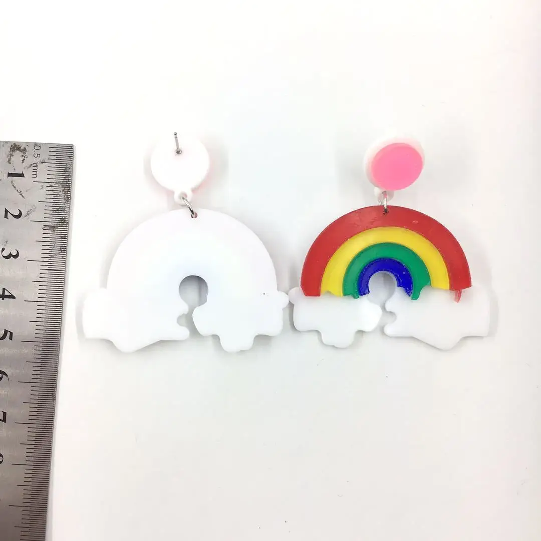 

Fashion Jewelry Stud Earring Rainbow cloud acrylic Cute Earring 5*3.5cm