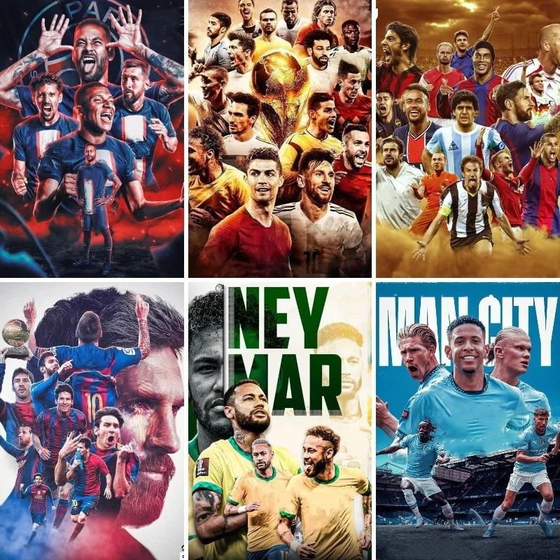 DIY 5D Professional Football Player Diamond Art Painting Kits Diamond Mosaic Soccer Posters Full Drill Rhinestone Embroidery