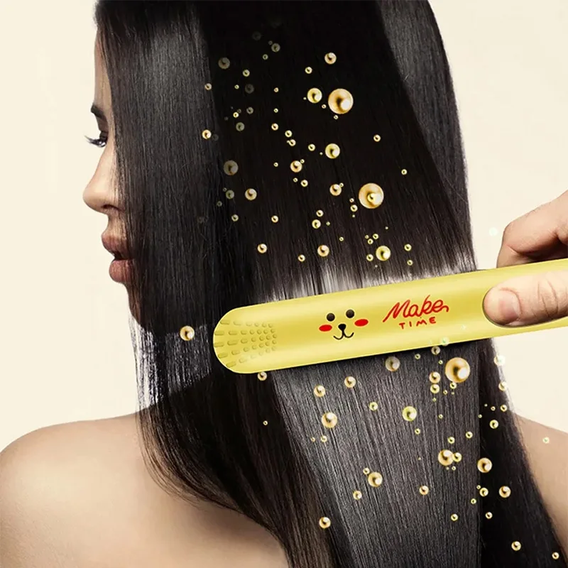 Hair Straightener Ceramic Travel Macaron Mini Curling Bar Straight Roll 2 In 1 Splint Perm Cartoon Portable Electric Curling 4