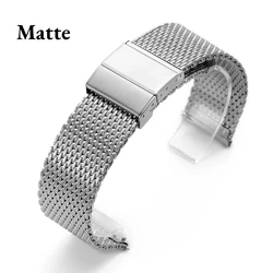 Luxury 316L Stainless Steel Milanese Watch Strap with Magnetic Clasp - 22mm (Matte Silver)
