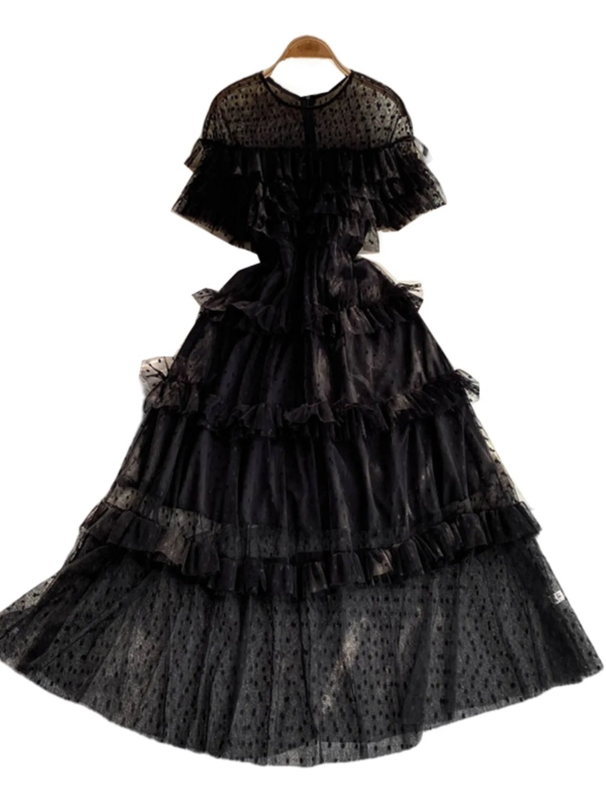 Ele Cake Skirt Dr Women's Autumn Winter High Waist Slimming round Ne Long Net Gown Korean Sle Bellsve Midi Dr