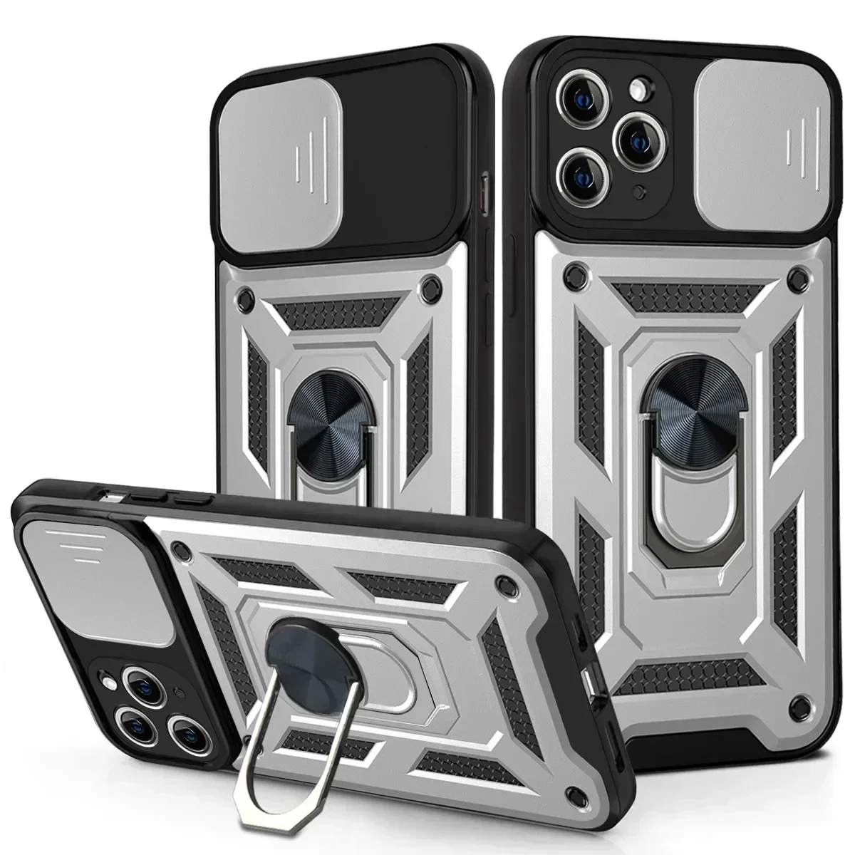 Shockproof Armor Slide Camera Lens Protection Case with Hard Shell