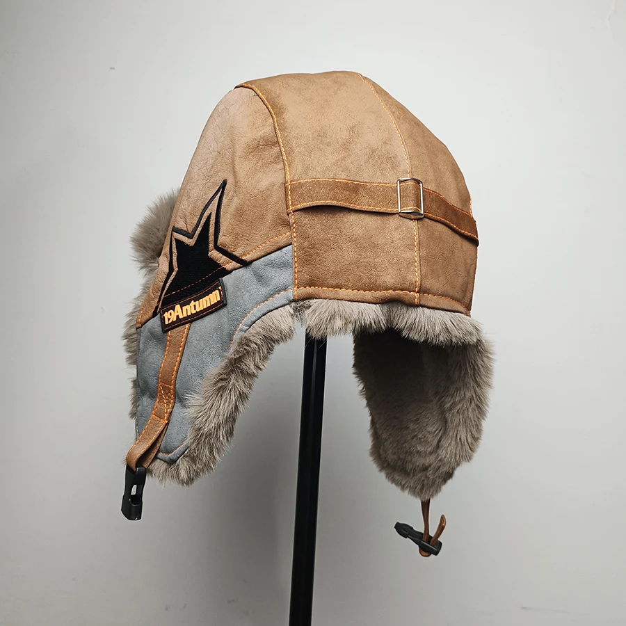 Fashion Half Star Thicken Faux Fur Earflap Hat Ushanka Bomber Unisex Winter Ski Ride Travel Casual Warm Cap Color Match winter hat fashion hat fur hat earflap hat faux fur hat