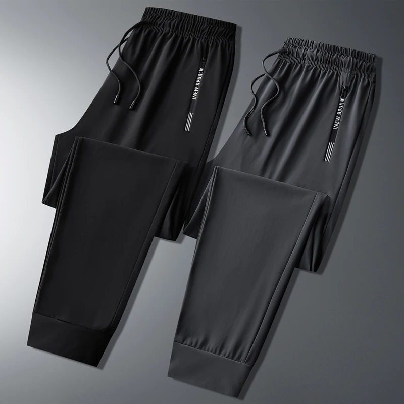 Plus Size L-8XL Eisseidenhose für Herren, Sommer, Slim Fit, Casual, Neu, Locker, Hohe Elastizität, Schnelltrocknend, Outdoor, Laufhose, Freizeithose
