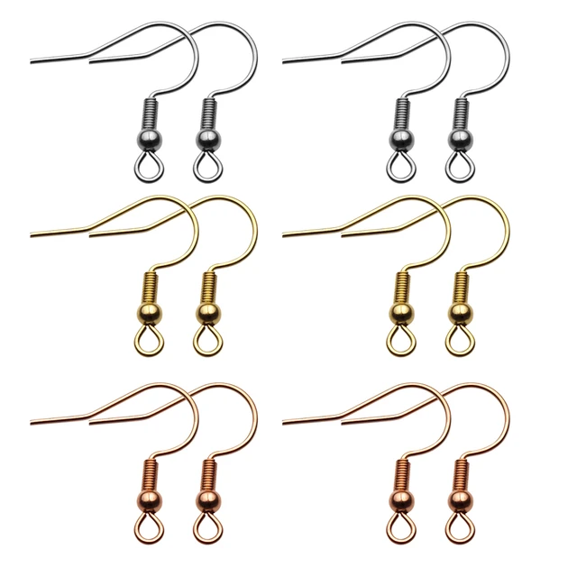 20 50pcs Stainless Steel Earring Hooks Bulk Golden Color Hypoallergenic  Earrings Making Clasp Wire Supplies For Diy Jewelry