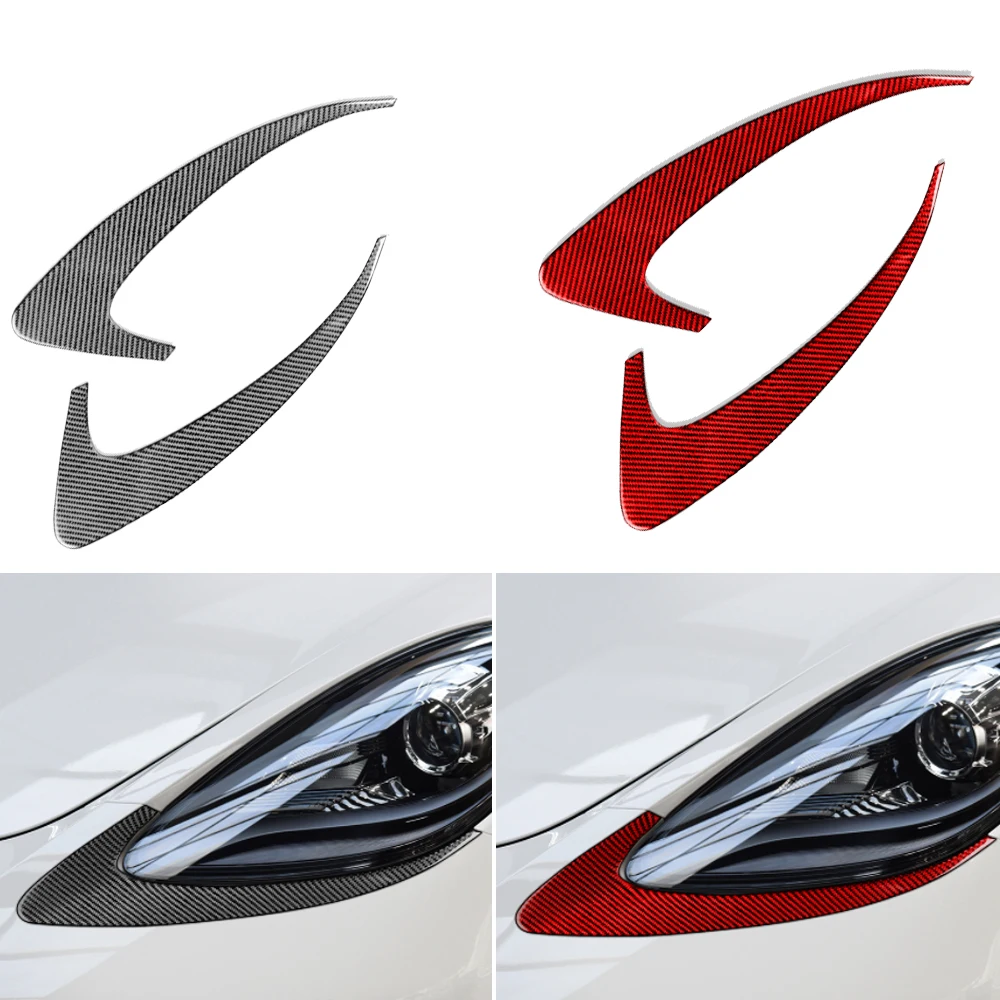 

For Porsche 718 982 Cayman Boxster T S GTS GT4 Spyder RS Car Headlight Eyebrow Trim Front Headlamp Eyelid Carbon Fiber Sticker