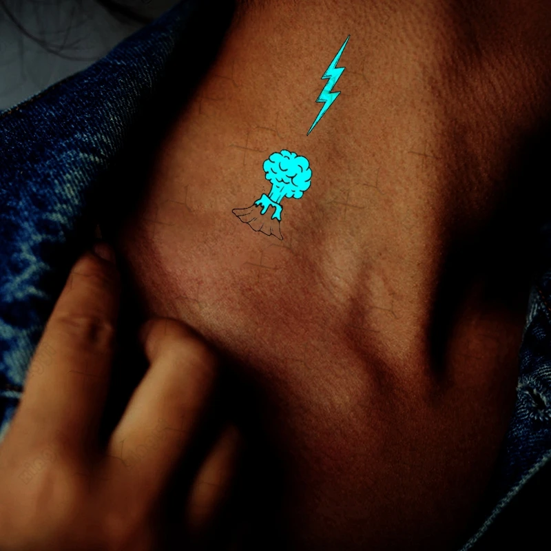 Acheter Fluorescent Star Feather Blue Luminous Fake Tattoo Tattoo