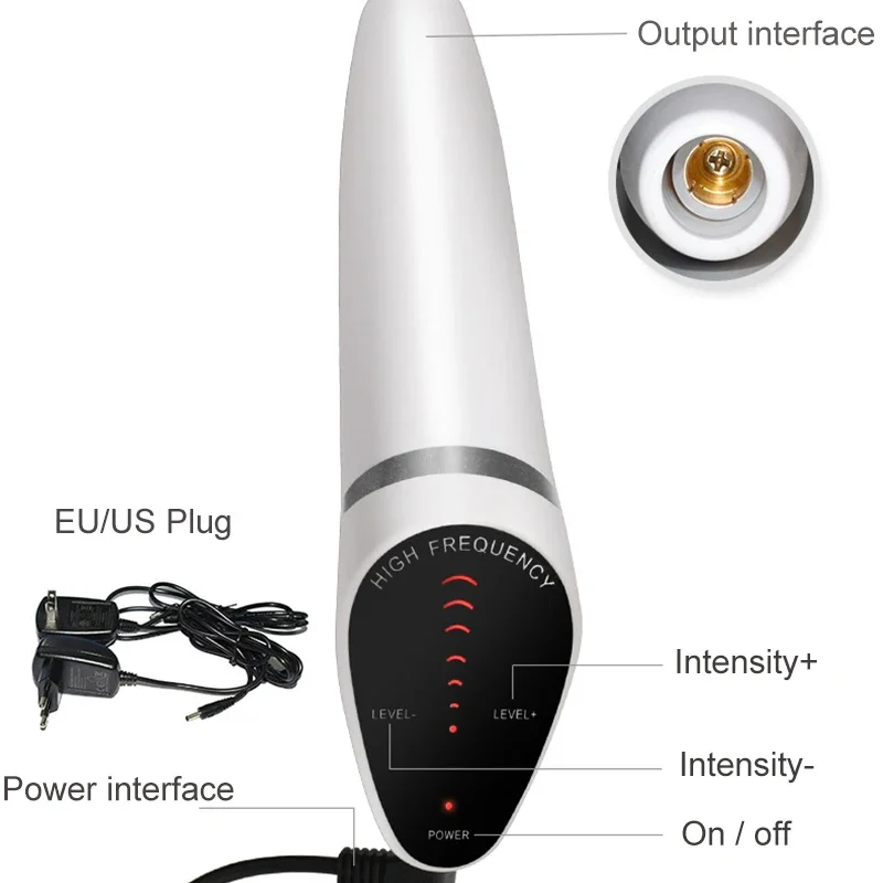 6 IN 1 High Frequency Electrode Wand w/Neon Electrotherapy Glass Tube Spot Acne Remover Skin Care Face Hair Salon Beauty Device