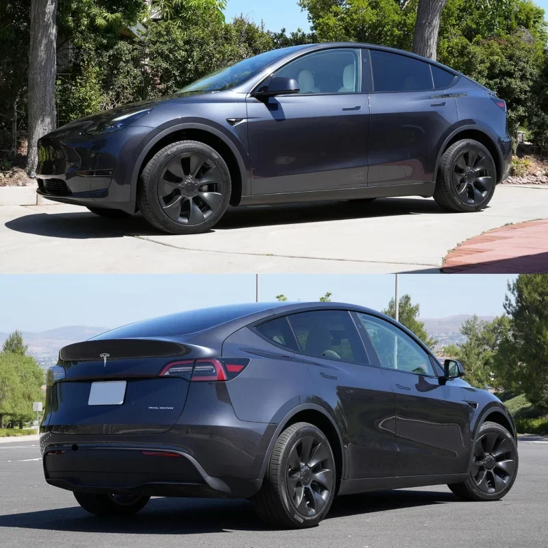 19-Inch Hub Caps fits-Model Y, Replacement Wheel Covers (Set of 4)-Revolve, Gunmetal Gray