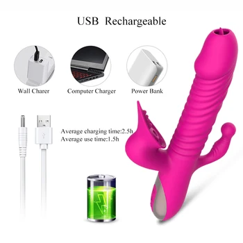 Telescopic Vibrating Dildo Thrusting Tongue Licking Vibrator Clit Sucking Vagina Clitoris Anal Stimulation Sexy Toys for Women 6