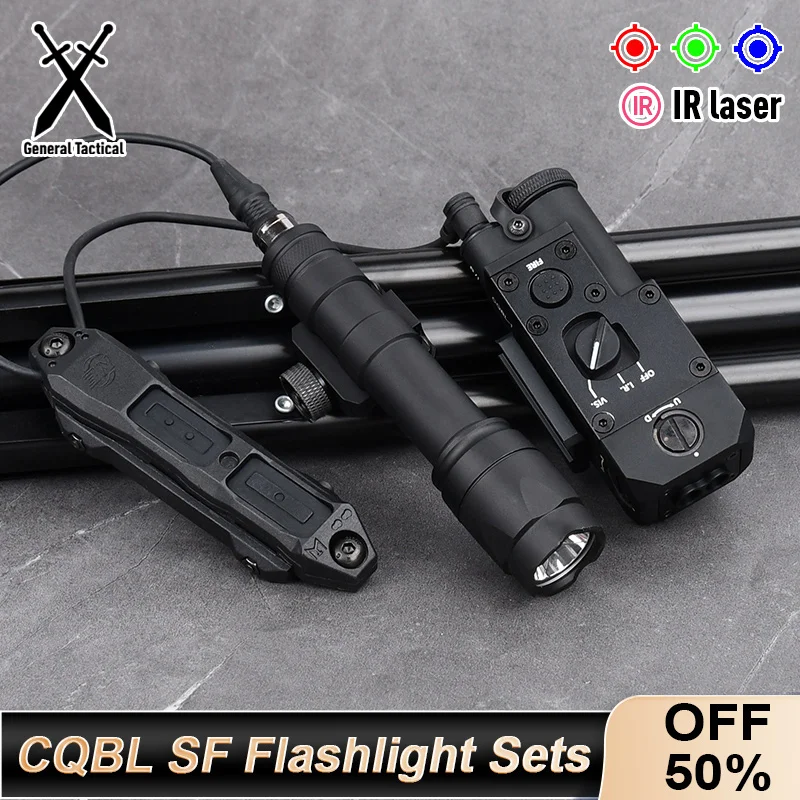 Tactical Metal CQBL Red Dot Green Blue IR Laser With SF M600C M300A Flashlight Dual Control Switch Airsoft Hunting Weapon Light tactical metal thorntail scout light offset mount for m300 m600 m300a m600c flashlight weapon lights mount hunting base