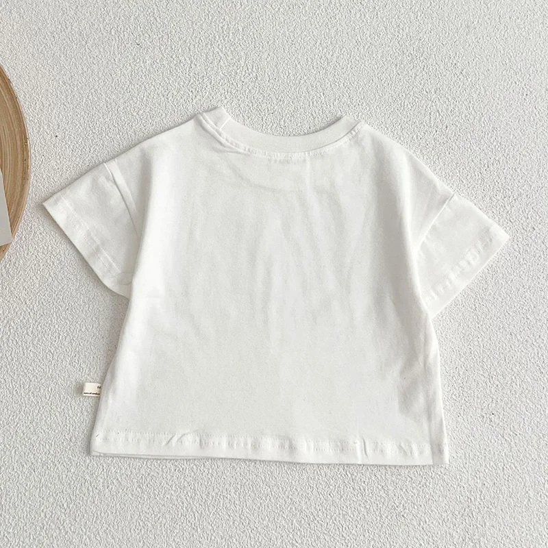 Baby Boys Girls T-shirt Toddler Solid Color Clothes Korean Style Infant...