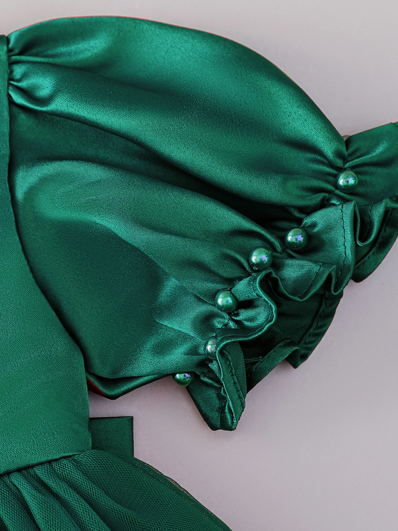 Baby Girl's Dark Green Bow Dress with Veil - Birthday & Party Wear