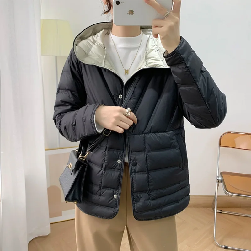 Janveny neue Herbst Winter ultraleichte doppelseitige Puffer jacke