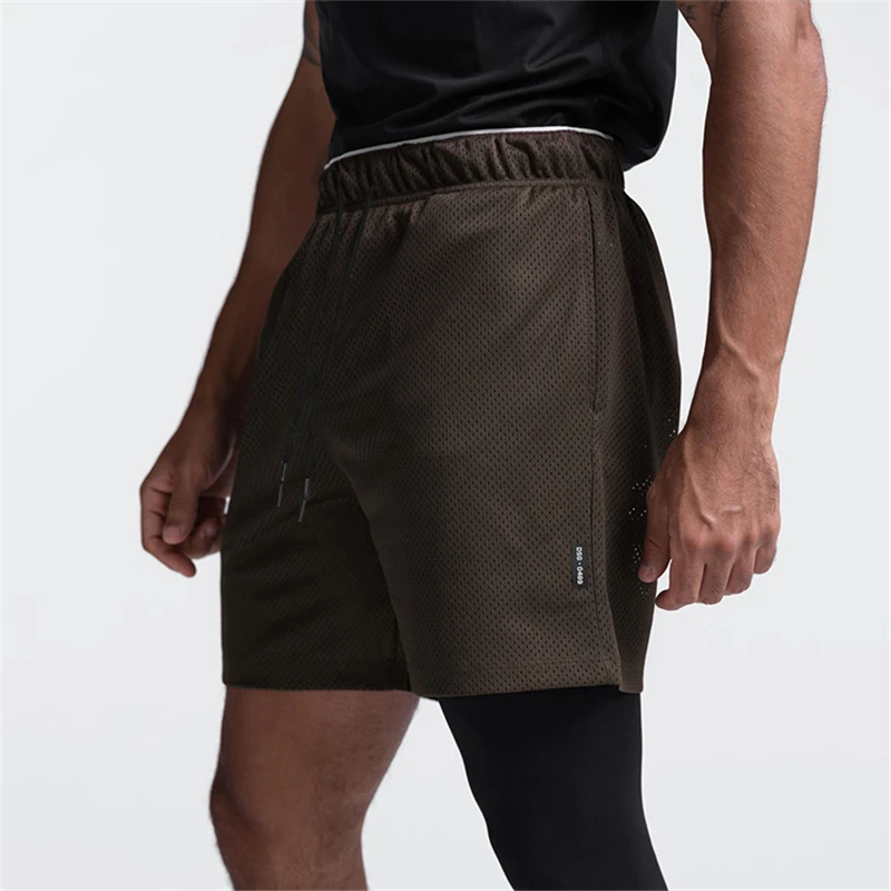 2022 New Zipper Pocket Fitness Gyms Shorts Mens Summer Running Mesh Breathable Male Jogger Workout Beach Brand Sport Bottoms best men's casual shorts