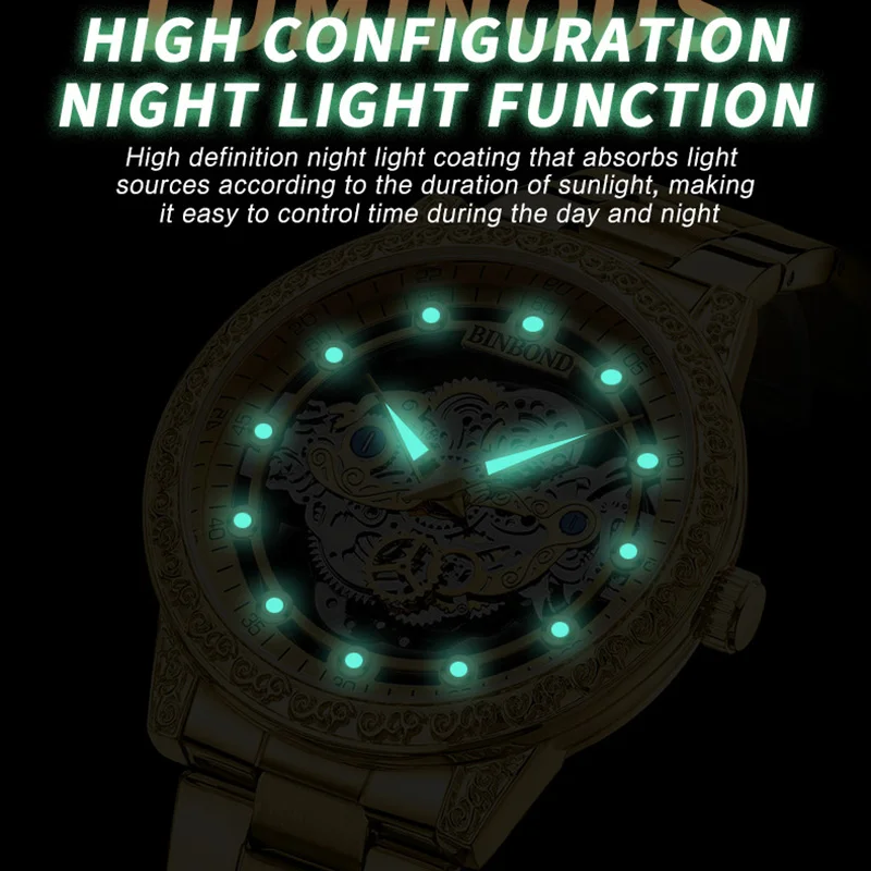 2023 New Luxury Quartz Gold Watch For Men Hollow Out Leather Waterproof Luminous Fashion Business Wristwatches Relogio Masculino
