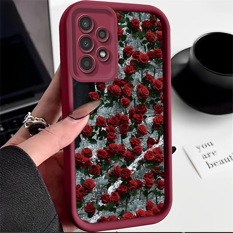 Elegant Rose Flower Silicone Phone Case - Universal Samsung Galaxy Cover