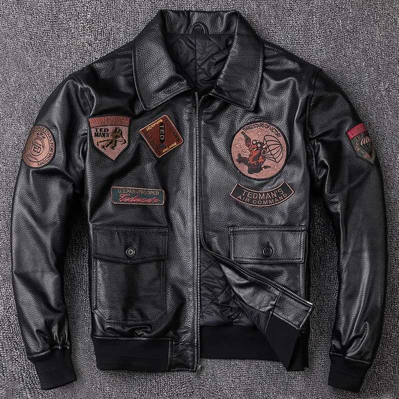 

2023 High Quality Winter 100% Cowhide Genuine Leather Coat Moto & Biker Vintage Slim Male Natural Winter Thick Leather Jacket