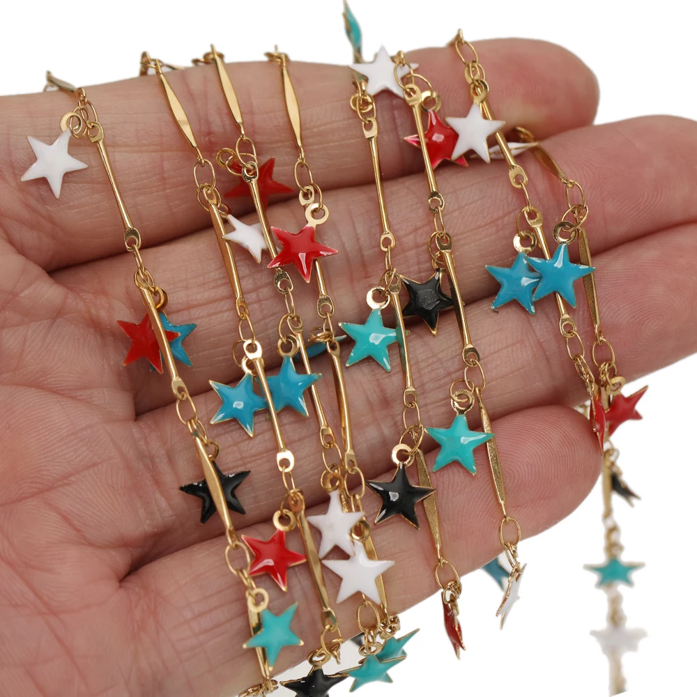 

1 Meter Stainless Steel Multi-color Enamel Star Chains DIY Women Choker Necklace Findings Bracelet Accessories Anklet Making