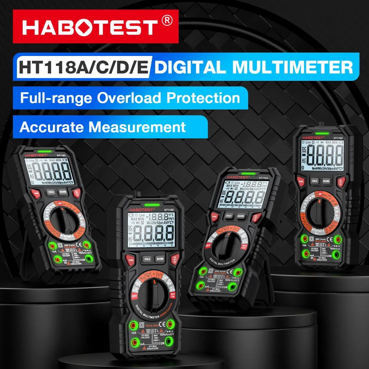 Description Picture 5 of itemHABOTEST HT118E Digital Multimeter 20000 Counts True Rms NCV HZ Multimeters Transistor Tester Voltimetro Capacitance Meter