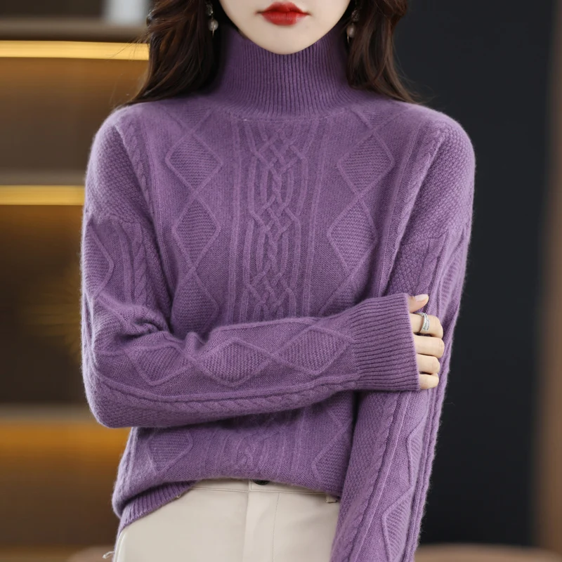 

Oversized Sweater Sweater Pull Knitted Chalecos De Mujer Sin Mangas Cashmere Turtleneck Solid Winter Sueter Blusa Frio Feminina