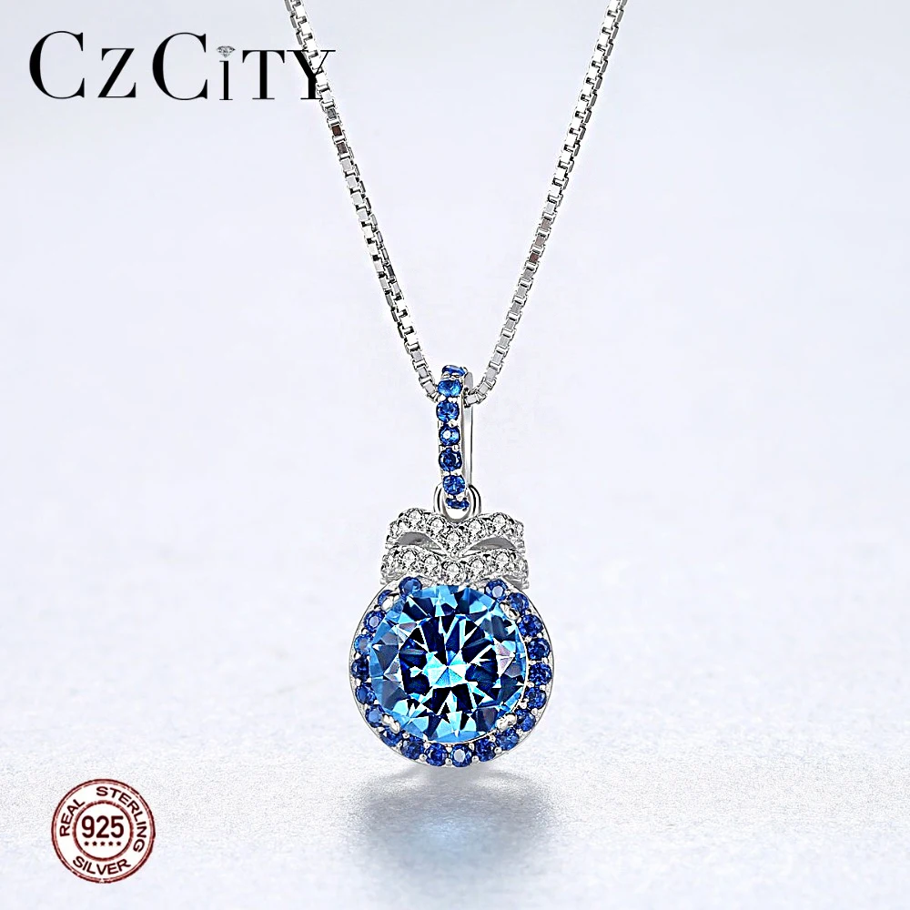 Sterling Silver London Blue Topaz Necklace   Wedding Party Elegant  Christmas and Mother's Day s_voghion.com