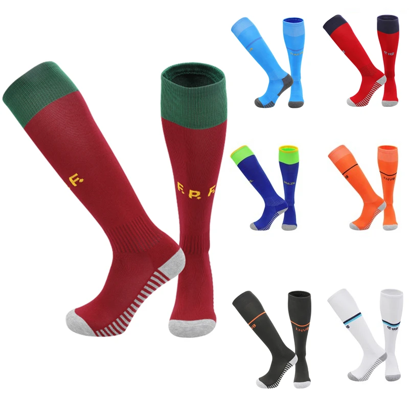 

2022 W-Cup Football Socks For Kids Thickening Towel Bottom Non-Slip Men's Soccer Training Match Sport Stocking Natio Team Socks