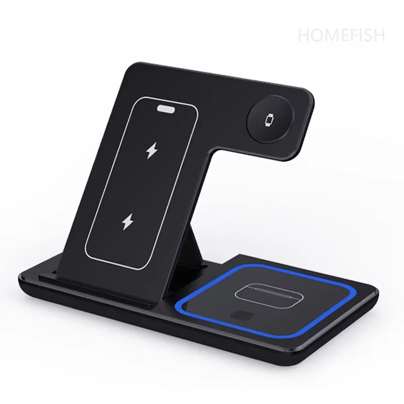 3 In 1 Foldable Wireless Charger Stand For iPhone 15 14 13 12 Pro Max Plus IWatch AirPods 3/2 Fast Charging Station Dock Holder