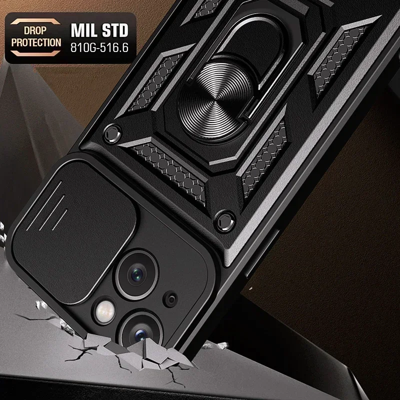 Shockproof Armor Slide Camera Lens Protection Case with Hard Shell