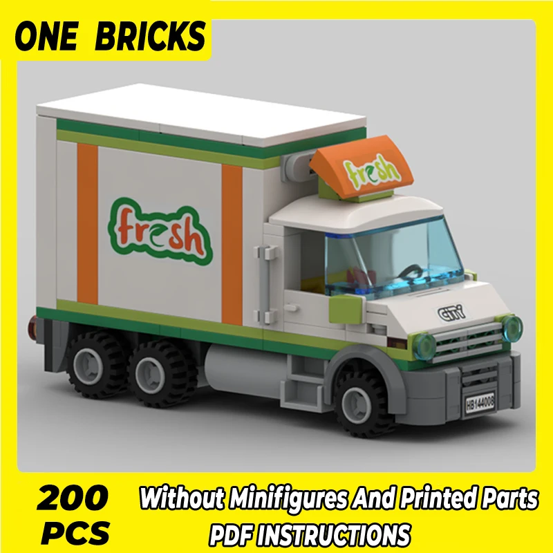 

Moc Building Blocks Car Series Model Fresh Box Truck Technical Bricks DIY Assembly Construction Toys For Childr Holiday Gifts