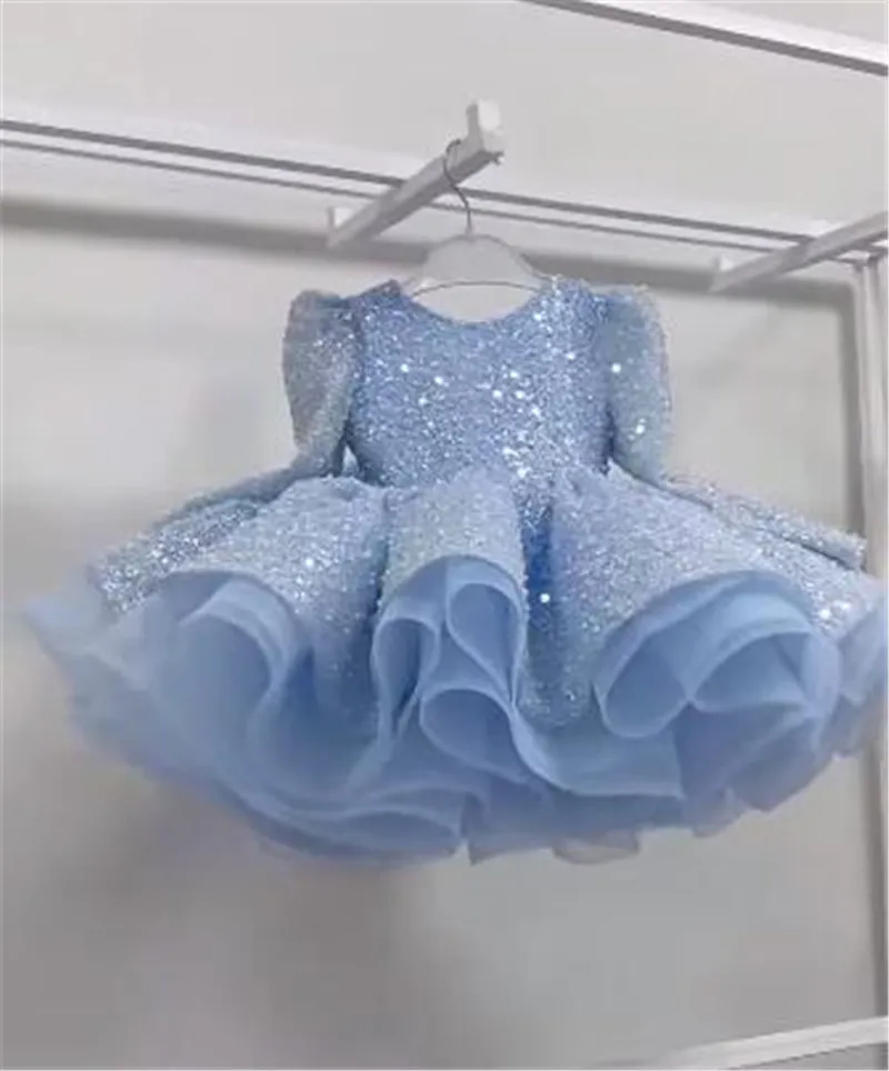 Gorgeous girl sequin birthday dress girl host princess dress flower girl fluffy dress model runway piano performance dress