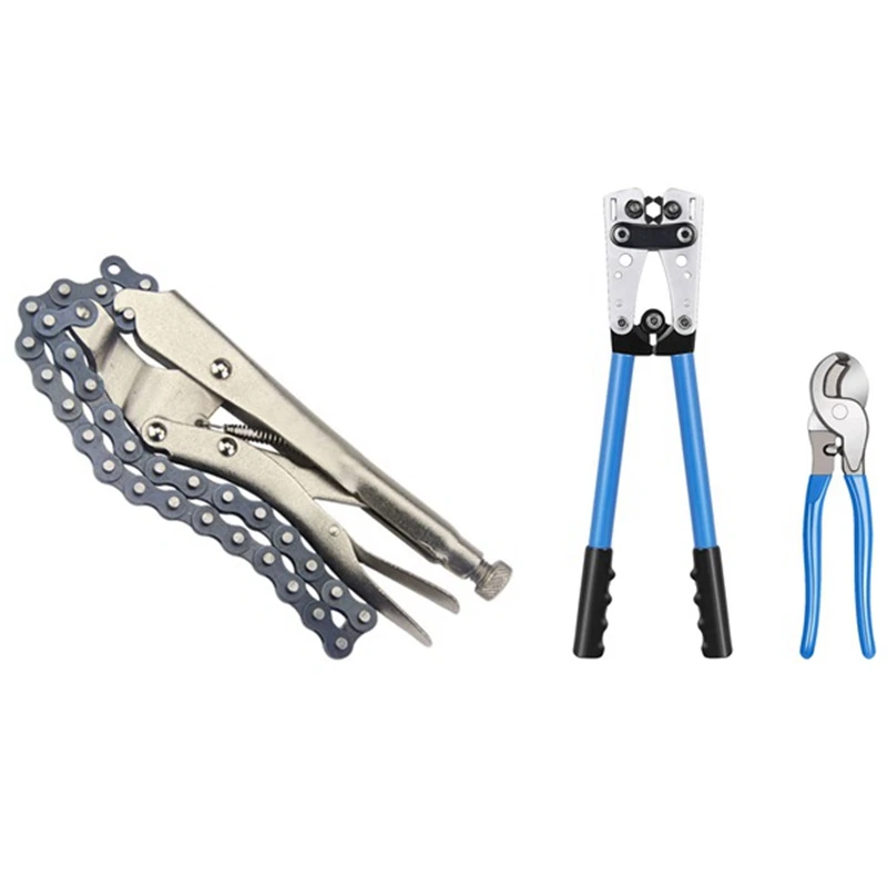

10 Inch Chain Vise Clamp Plier Locking Grip Wrench Oil Filter Pipe With Battery Cable Lug Crimping Tools