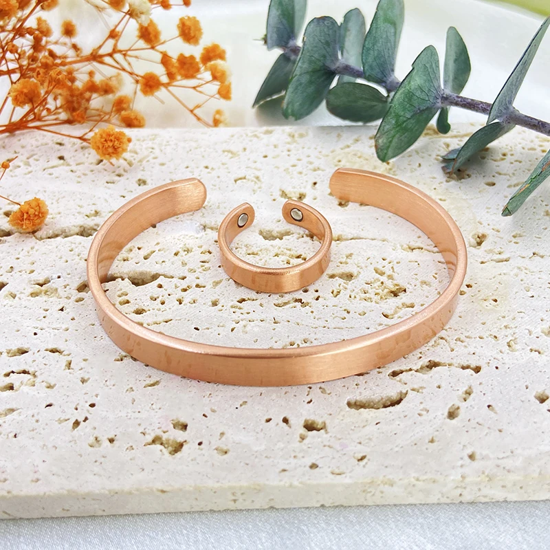 Pure Copper Bracelet and Ring Set - composition