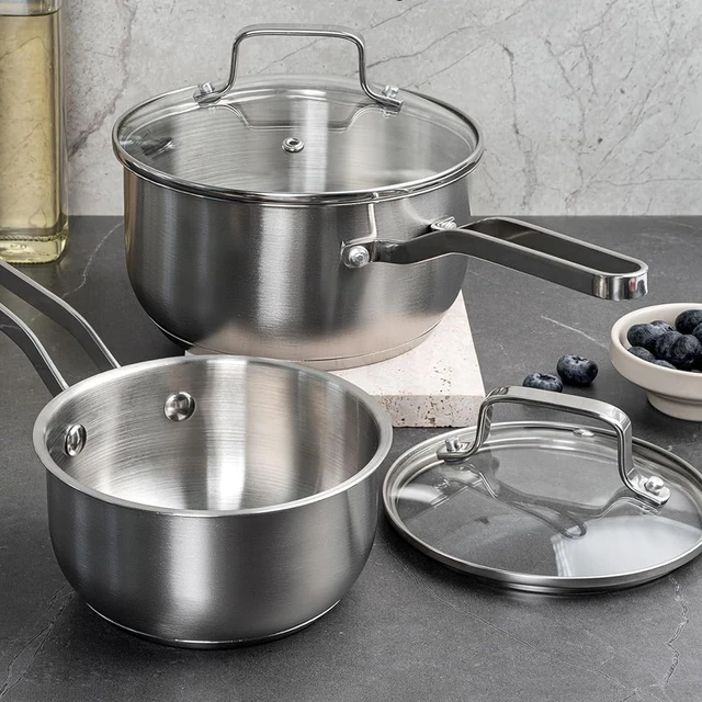 304 Stainless Steel SaucePan 1QT Induction Sauce Pan with Glass Strainer Lid Stainless Steel Sauce Pot Cooking Tools 6
