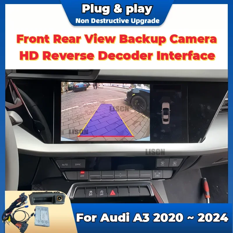 Audi A3 8Y S3 RS3 2020  2024 용 HD 역방향 카메라 기존 화면 플러그 앤 플레이/전면 후면보기 백업 카메라 프로그래밍 없음