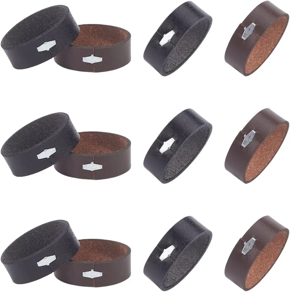 Cowhide Leather Belt Loop Keeper Set - 12 Pcs in Black and Brown
