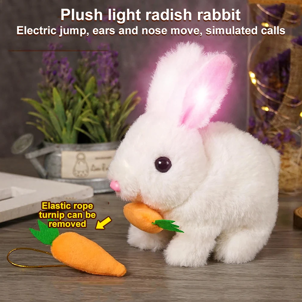 New Simulation Electric Rabbit Pet Toys Cute Electric Rabbit Interactive Toys Gift for Toddlers Birthday Plush Carrot Bunny Toys 6