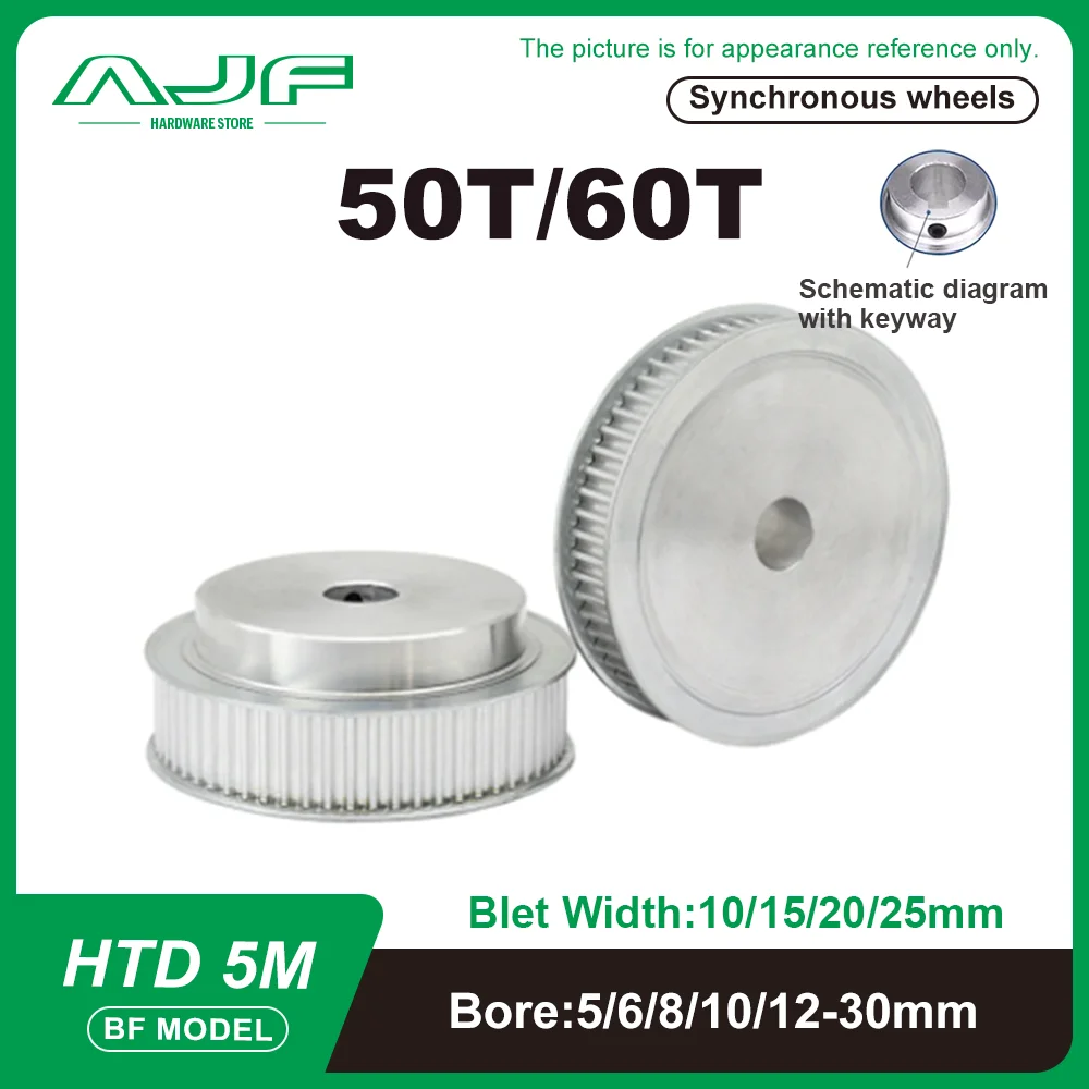 HTD 5M Timing Pulley 50Teeth 60Teeth Bore 5-30mm BF Type 5M-50T 60T Synchronous Pulley Belt Width 10/15/20/25mm Gear timing pulley belt pulley
