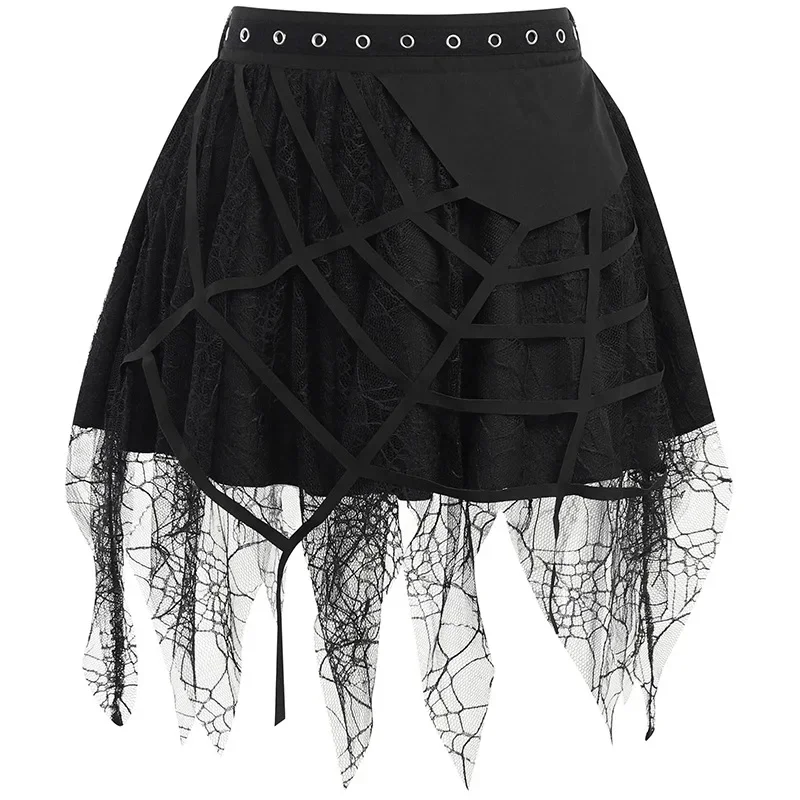 

Gothic Style Mesh Skirt Women High Waist Irregular Short Skirt Clubwear Female