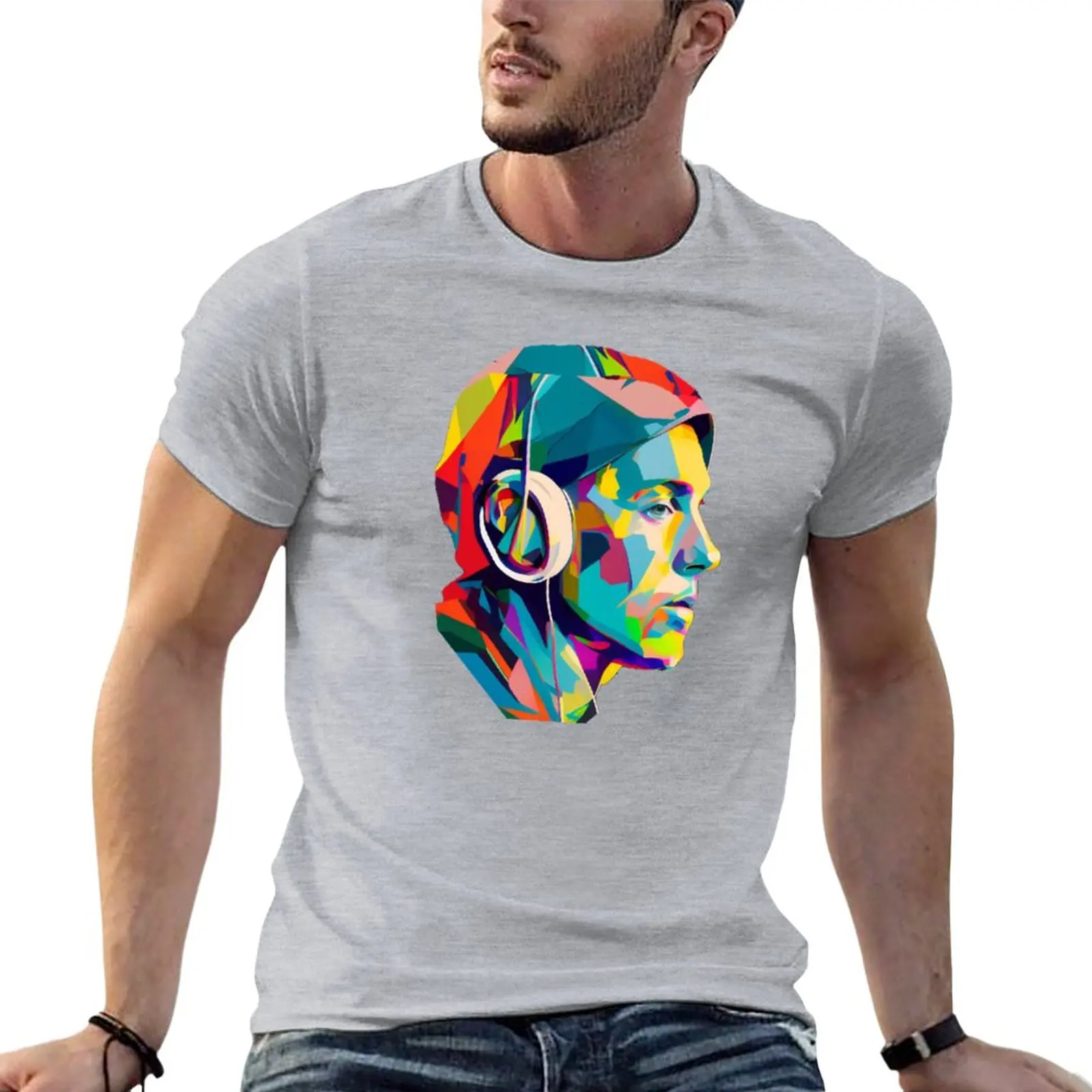 

hip hop singer music wpap headset colorful T-Shirt black t shirt Tee shirt Short sleeve tee shirts graphic tees t shirts for men
