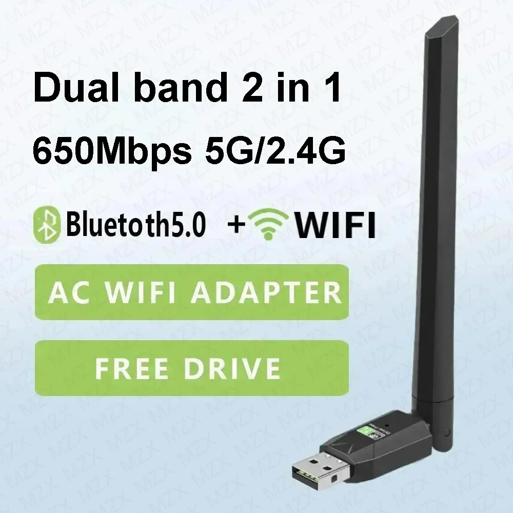 Carte réseau WIFI sans fil MZX 5G/2.4G, Dongle Bluetooth, adaptateur Ethernet USB, récepteur double bande, accessoires pour ordinateur de bureau et portable