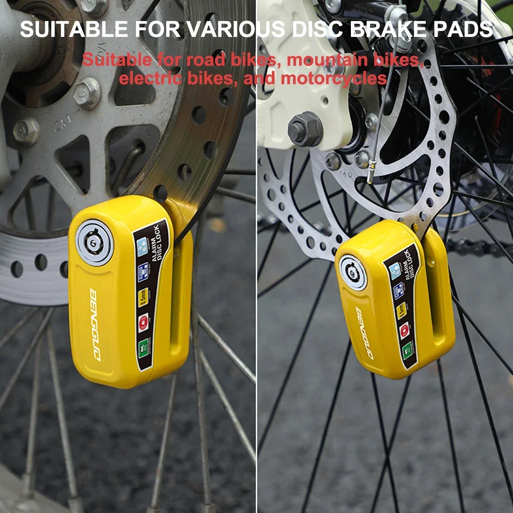 Motorcycle Bicycle Lock 110dB Alarm Protection Padlock Waterproof Brakelock with Keys Safety Anti-Theft Wheel Disc Brake Lock