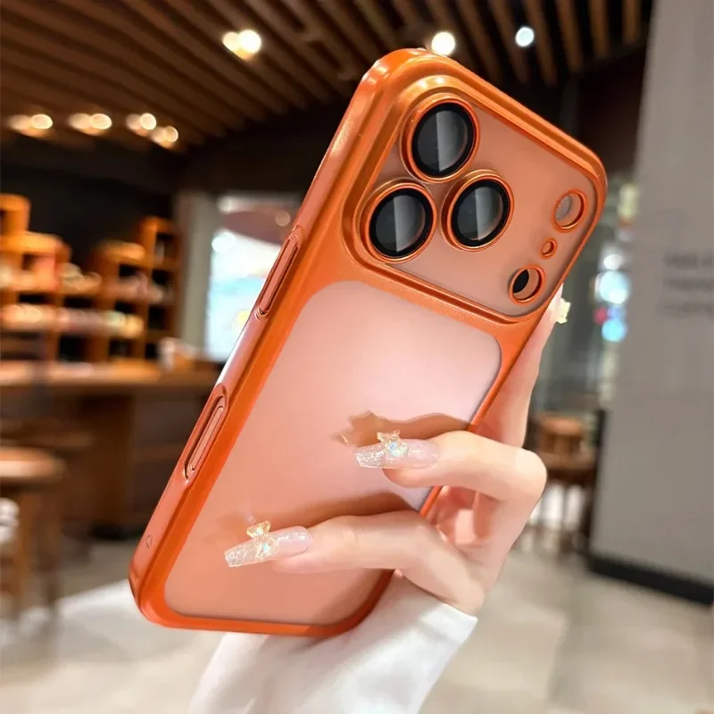 Sleek Translucent Frosted Phone Case with Matte Glass Lens Protector