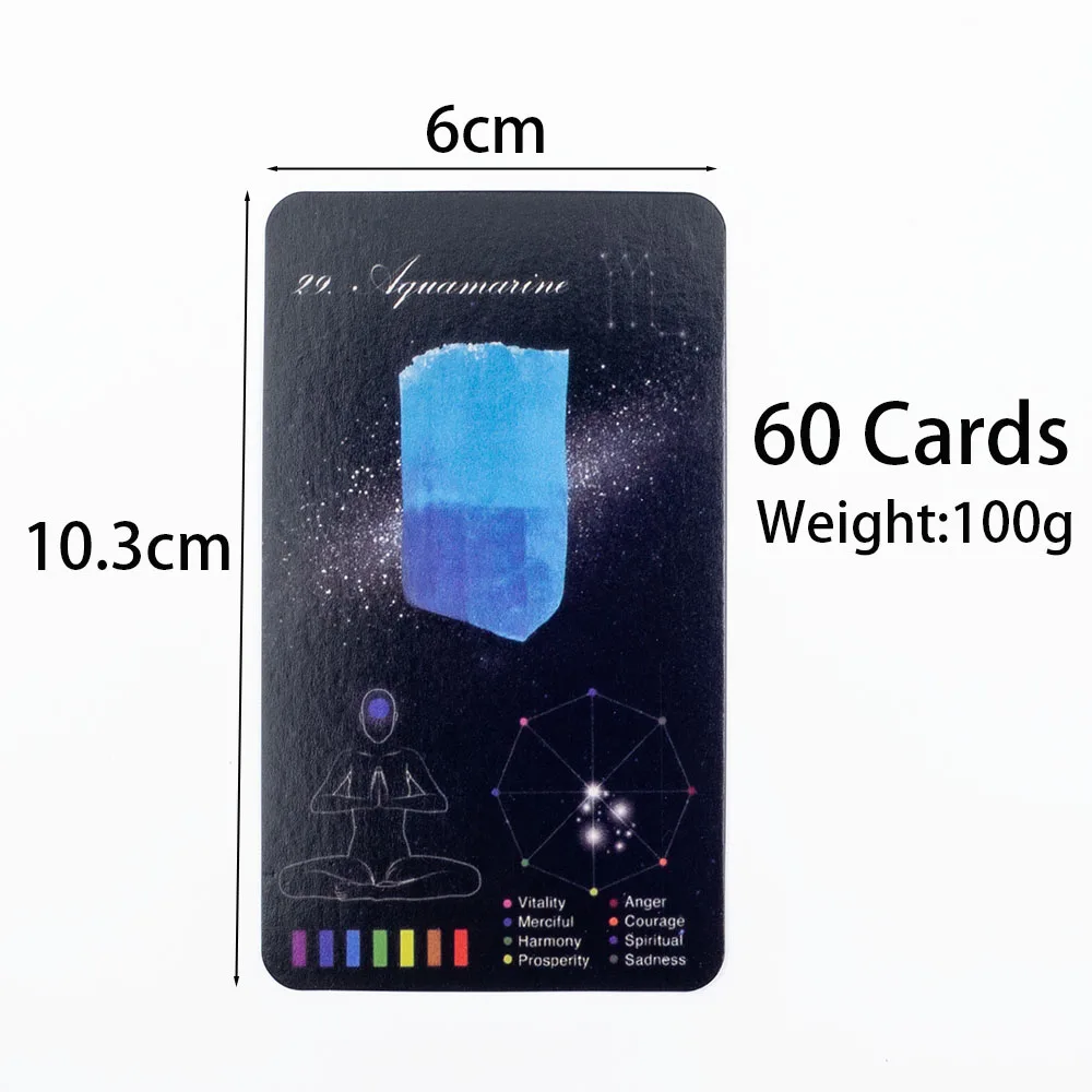 Crystals Healing Cards English Version 60-Card Deck with PDF