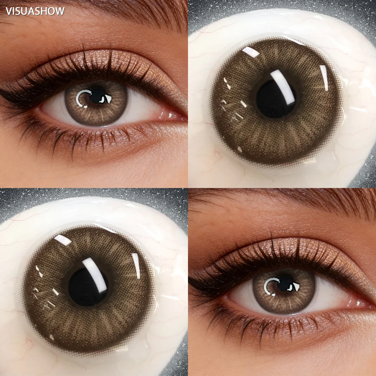 VISUASHOW Unspoken Brown Yearly Disposable Colored Contacts