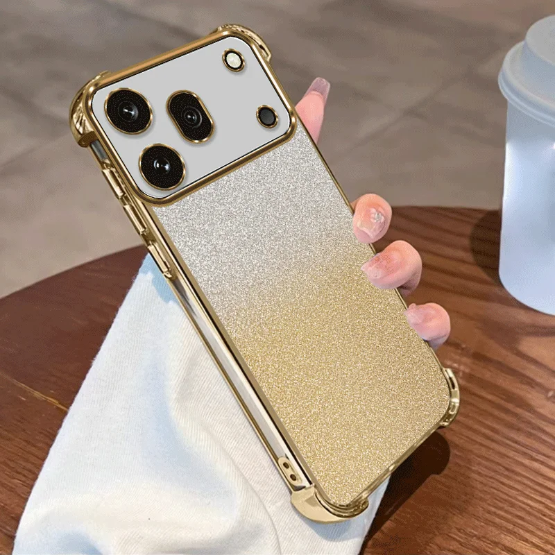 Glitter Plating Shockproof Clear Protective Cover - Flexible TPU with Four-Corner Protection