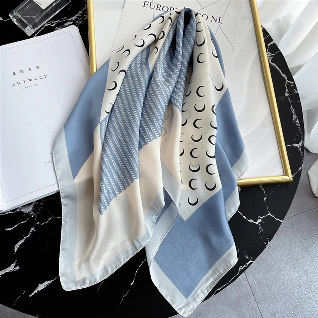 Silk Square Scarf Women Satin Bandana Print  Scarves Head Band Fashion Lady Hair Shawl and Wrap Female Neckerchief Hijab 2022 FJ70-343-1